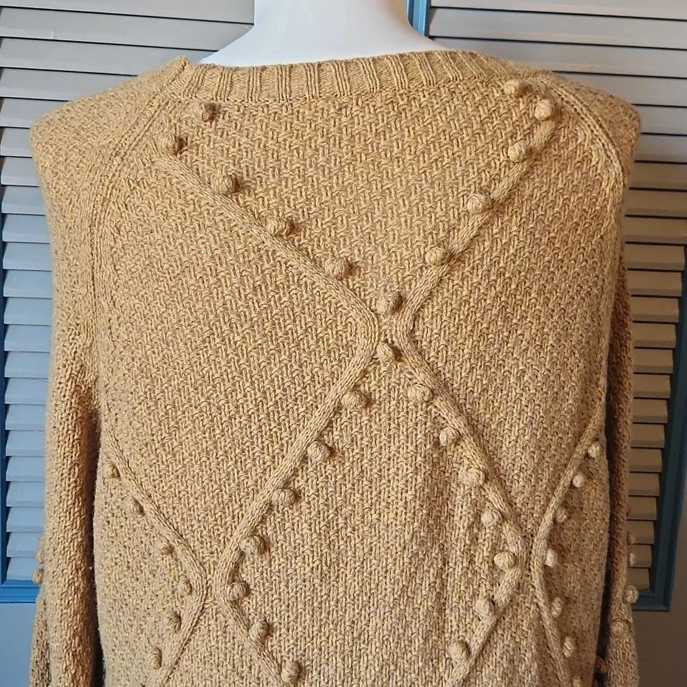 Anthropologie Moth Yellow Pom Pom Knit Sweater - Picture 11 of 15